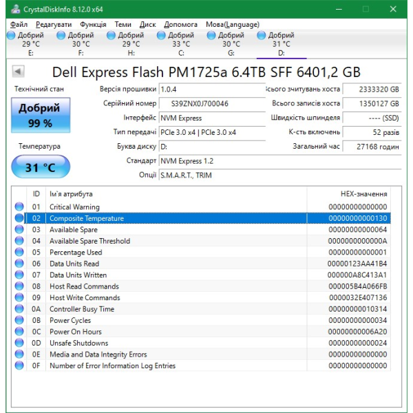 Dell Express Flash NVMe 6.4TB U.2 SSD MZ-WLL6T4A 2.5 SFF (PM1725a) oem
