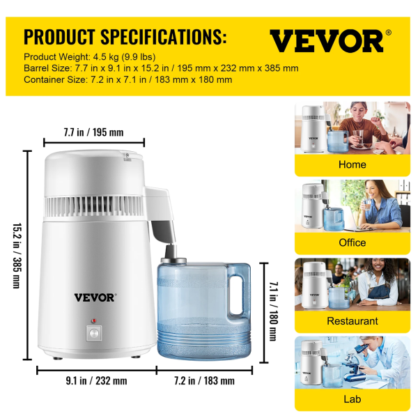 Дистилятор води VEVOR 4 літра